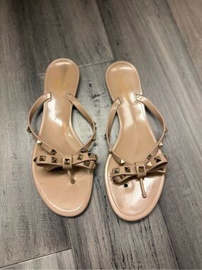 Valentino Nude Rockstud PVC Thong Sandals
